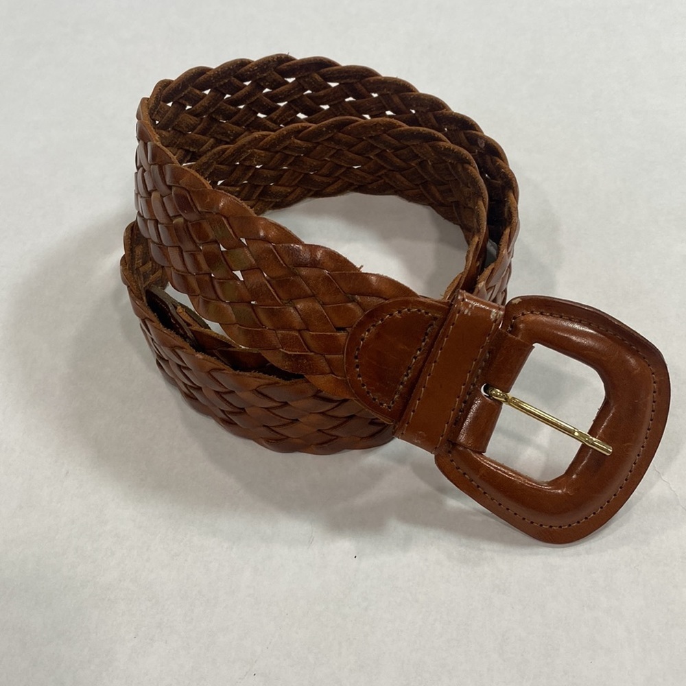 Luigi Lanatta designs leather braided woven‎ belt brown